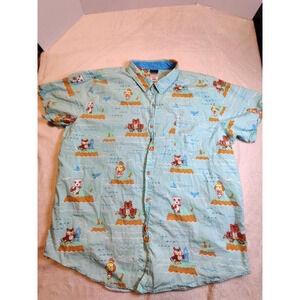 Animal Crossing New Horizons Button Up Shirt Men's Size 2XL Hawaiian All Cotton